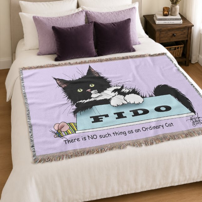 Couverture Tuxedo Chat Drôle Bol de Chien Violet (Créateur téléchargé)