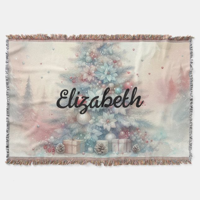 Couverture Typographie nom Arbre de Noël aquarelle florale (Devant)