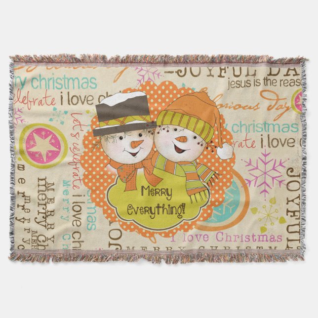 Couverture Typographie Snowmen Joyeux Tout Jeu de Vacances (Devant)