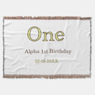 Couverture un 1er anniversaire vert marron pastel gras nom da