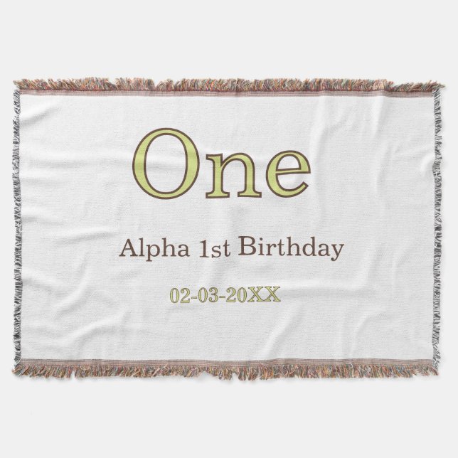Couverture un 1er anniversaire vert marron pastel gras nom da (Devant)