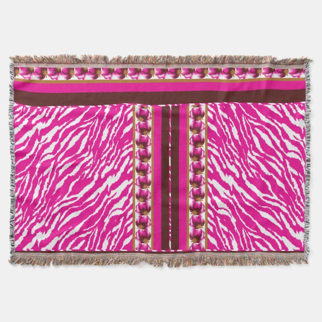 Couverture Un motif floral complexe en rose et blanc, art (Devant)