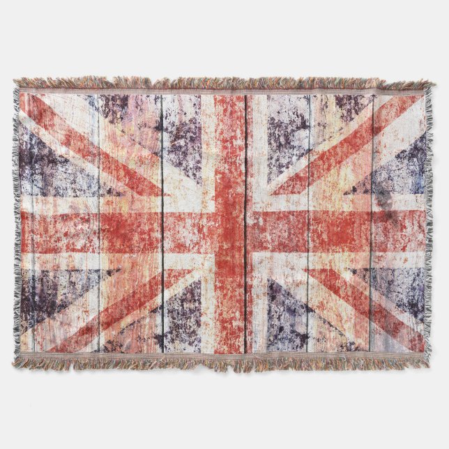 Couverture Union Jack grunge sur le bois rustique (Devant)