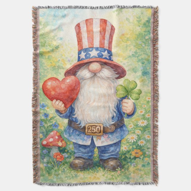 Couverture USA 250th Anniversary Patriotic Gnome Heart Shamro (devant Vertical)