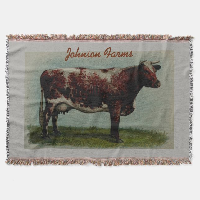 Couverture Vache vintage personnalisée à Shorthorn (Devant)