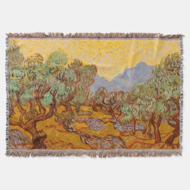 Couverture Van Gogh Olive Trees Soleil Jaune Ciel (Devant)