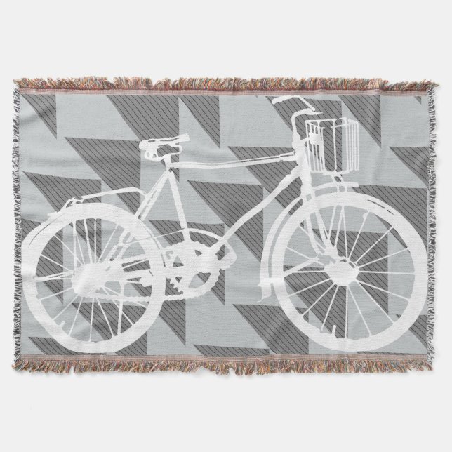 Couverture Vélo moderne vintage motif gris et blanc (Devant)