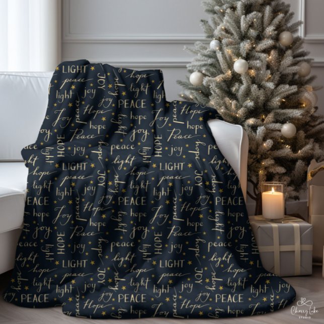 Couverture Velours Noir Sherpa Paix Espoir Joie (Créateur téléchargé)