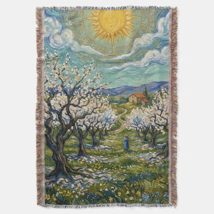 Couverture Verger d'amandiers de style Van Gogh en fleurs au