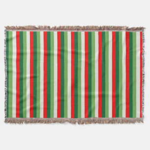 Couverture Vert, blanc étoile et trèfle rouge rayures fines