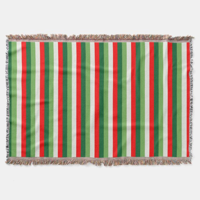 Couverture Vert, blanc étoile et trèfle rouge rayures fines (Devant)
