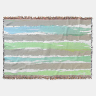 Couverture Vert bleu gris Aquarelle Été Rayures