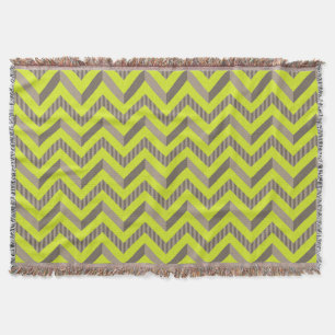 Couverture Vert de chaux et motif rayé Brown de Chevron
