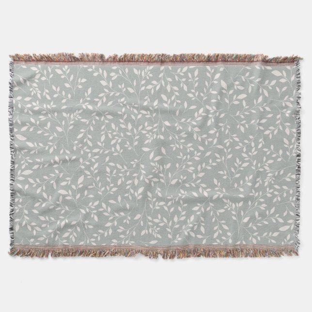 Couverture Vert sauge atténué et motif de vigne botanique à l (Devant)