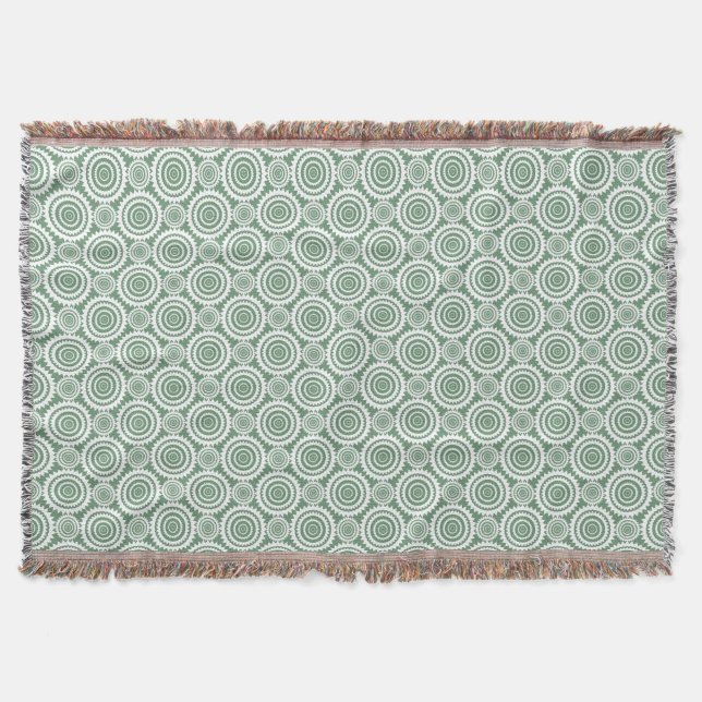 Couverture Vert sauge et motif de cercles géométriques blancs (Devant)