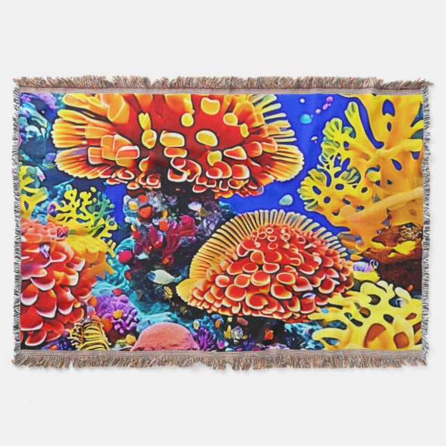 Couverture Vibrant Coral Reef Sea Wonder Art (Devant)