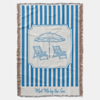 Couverture Vibrations de Plage Côtière Rayures Bleues