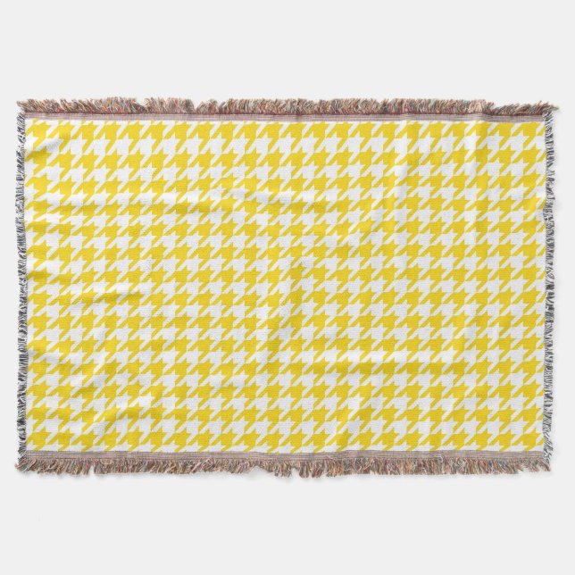 Couverture Vichy jaune et blanc à carreaux pied-de-poule (Devant)