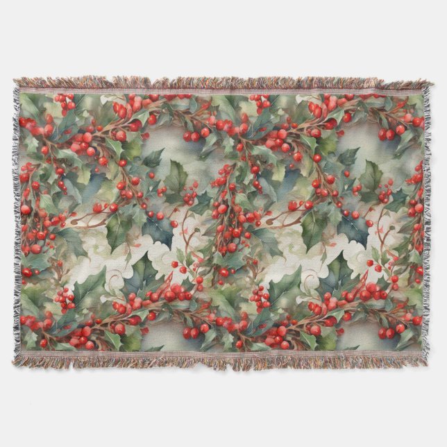 Couverture Vintage aquarelle sainte baies feuilles (Devant)