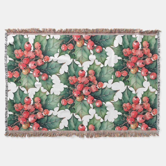 Couverture Vintage aquarelle sainte baies feuilles (Devant)