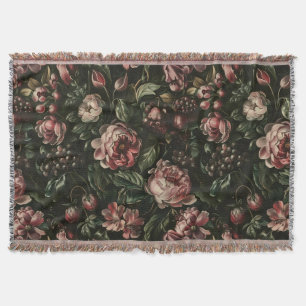 Couverture Vintage Baroque foncé violet fleuri