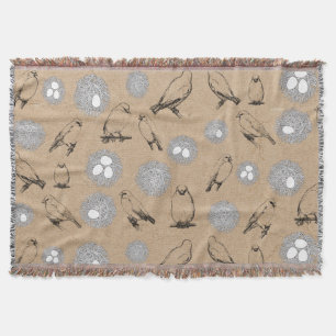 Couverture Vintage Birds & Nid Rustic Kraft Brown