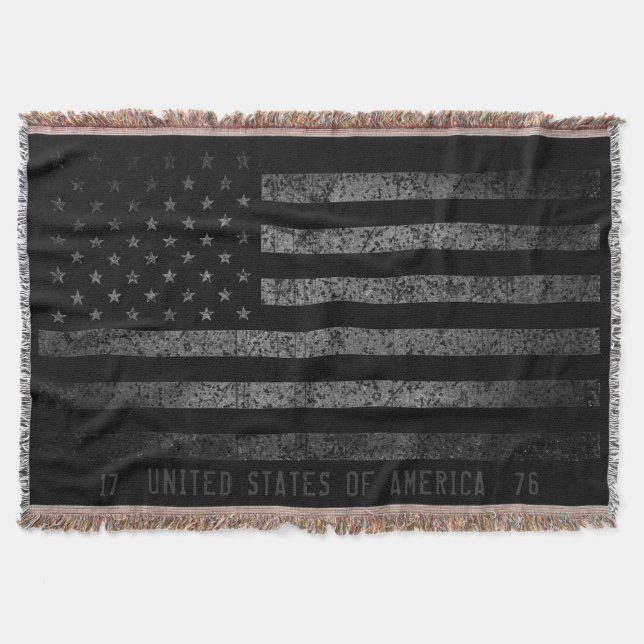 Couverture Vintage Black Grunge Drapeau Américain Distress Te (Devant)