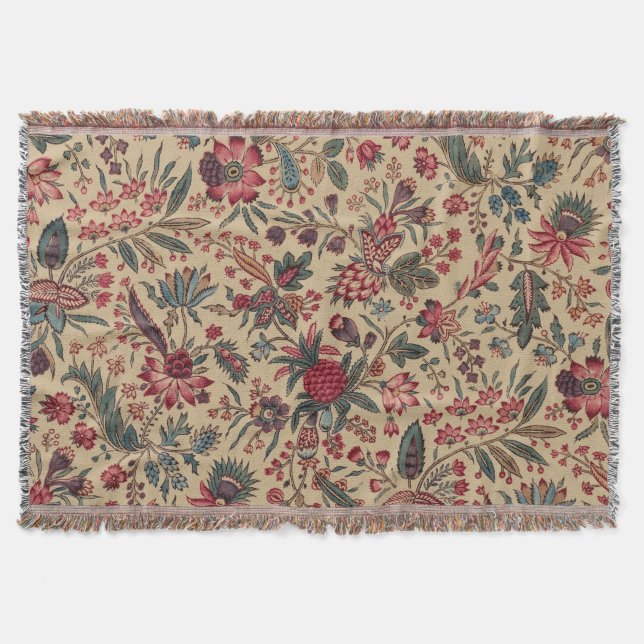 Couverture Vintage Broderie Antique Florale Ameublement (Devant)