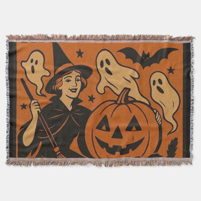 Couverture Vintage, classique sorcière d'Halloween, fantôme & (Devant)