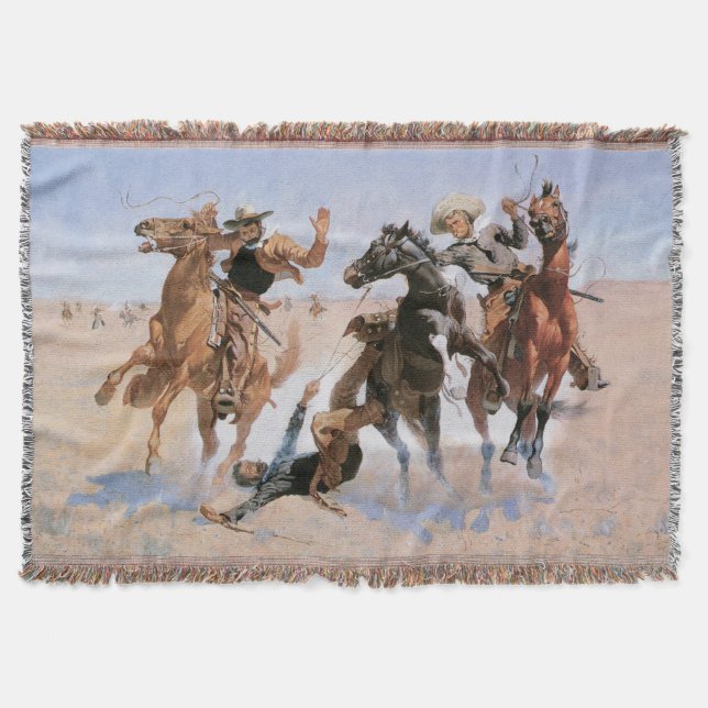 Couverture Vintage Cowboys, Aiding a Camrade by Remington (Devant)