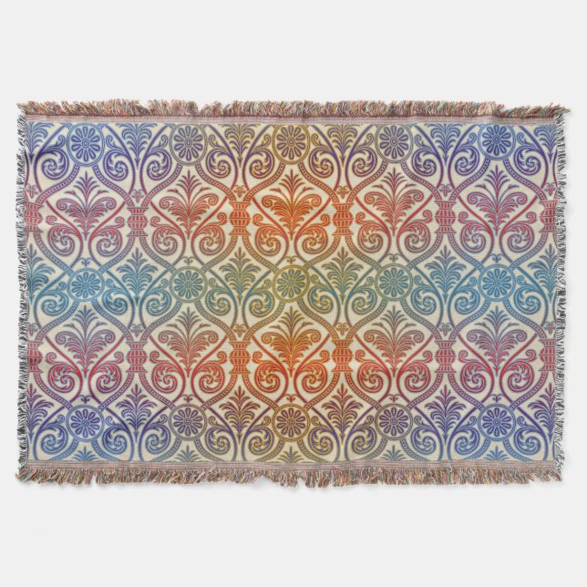 Couverture Vintage Damask Contour Wallpaper - bleu violet rou (Devant)