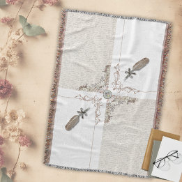 Couverture Vintage Floral Literary Manuscript Woven Fringe
