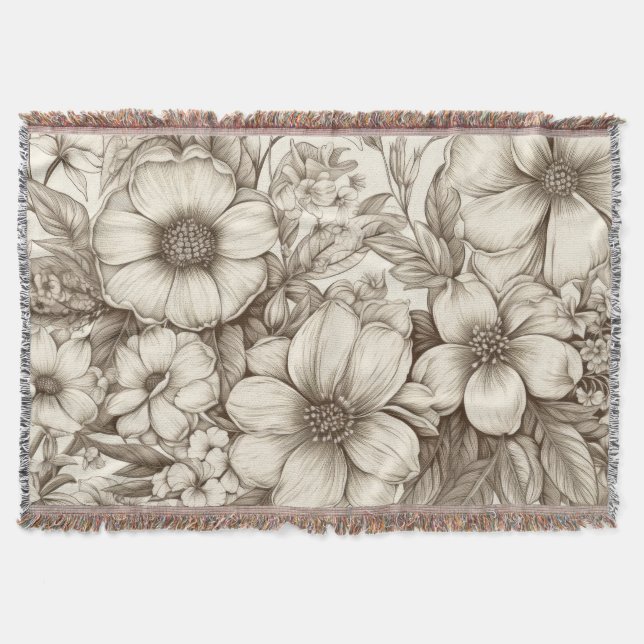 Couverture Vintage Floral Sepia Motif (13) (Devant)