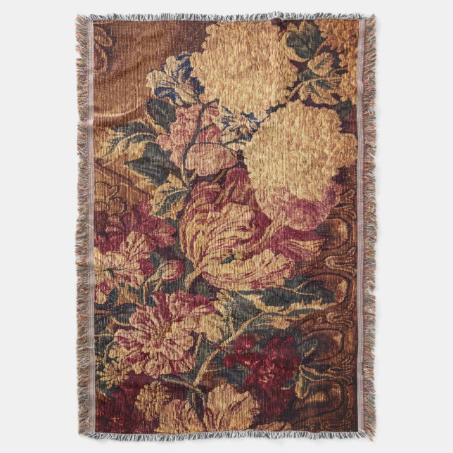 Couverture Vintage flowers woven jaquard blanket (devant Vertical)