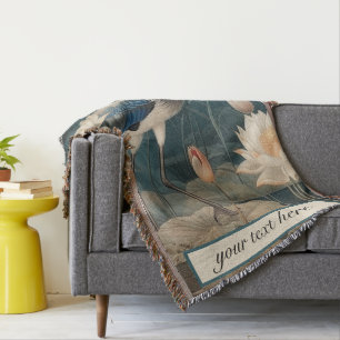 Couverture Vintage grue bleu botanique personnalisable