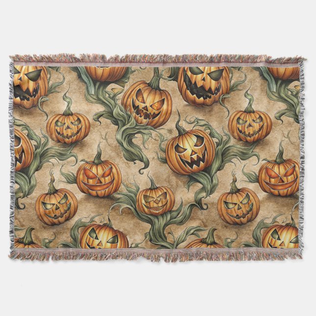 Couverture Vintage Halloween Jack-O-Lantern Vine Motif (Devant)