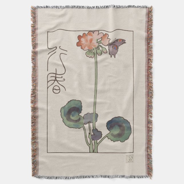 Couverture Vintage Japanese Spring Art: Geranium & Butterfly (devant Vertical)