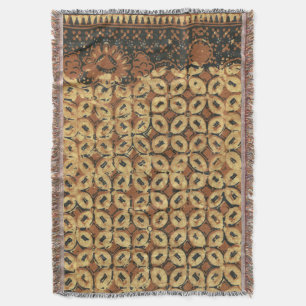 Couverture Vintage Motif Batik Kawung Indonésien Rustique
