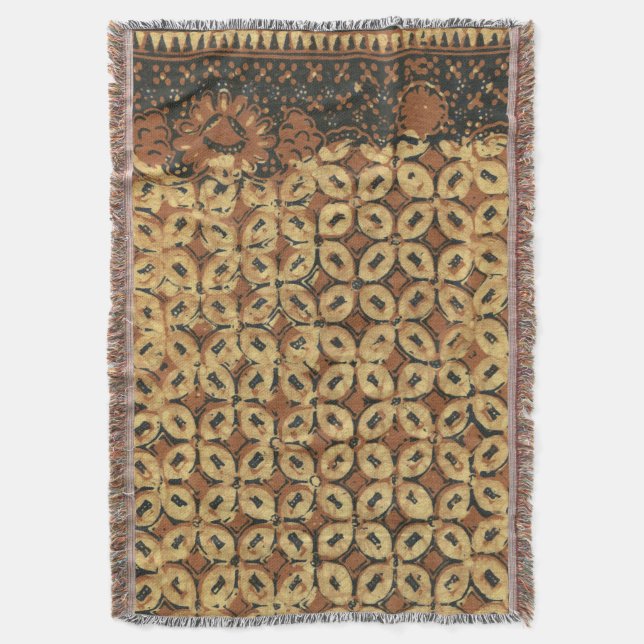 Couverture Vintage Motif Batik Kawung Indonésien Rustique (devant Vertical)