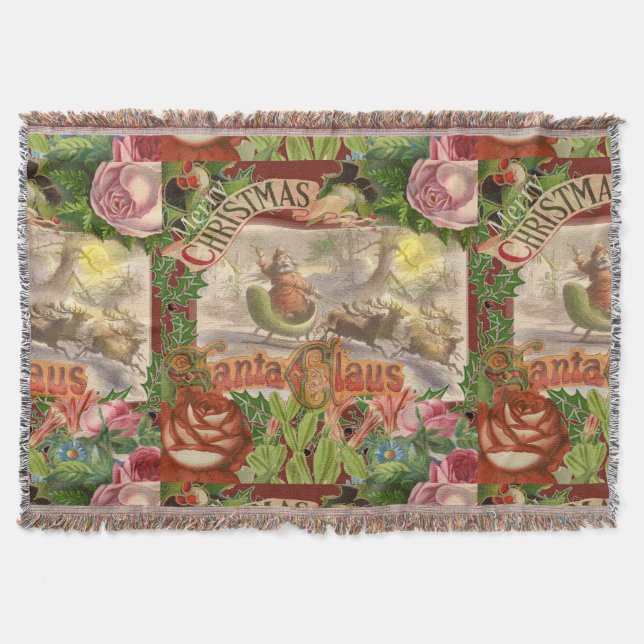 Couverture Vintage Noël Père Noël Sleigh (Devant)