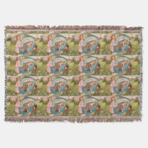 Couverture Vintage Pâques Victorienne fille et garçon