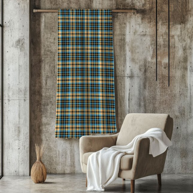 Couverture vintage Plaid Bleu Jaune pour homme (Vintage-Inspired Plaid Blanket Blue Yellow for Man)