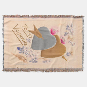 Couverture Vintage Silver & Gold Hearts Valentine Postcard