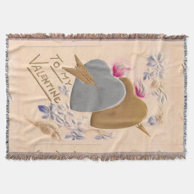 Couverture Vintage Silver & Gold Hearts Valentine Postcard (Devant)