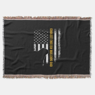 Couverture Vintage USA American Flag Coolest Anglais Bulldog