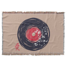 Vinyl Record Retro Grunge Avec Les Blossoms Sakura