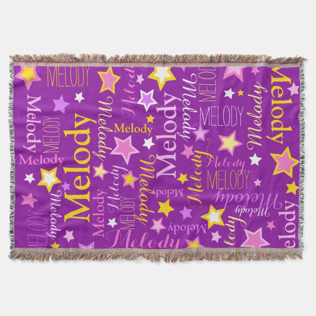 Couverture Violet rose jaune filles nom étoiles motif (Devant)