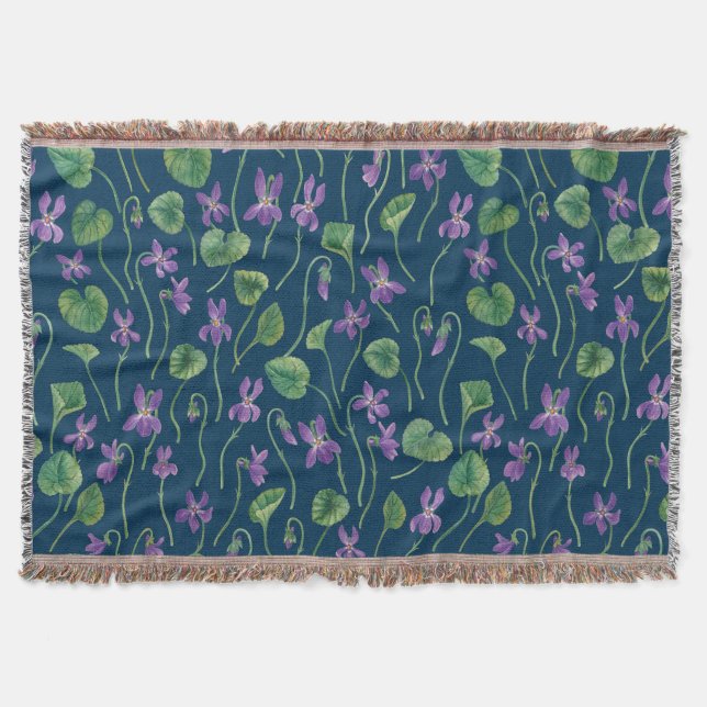 Couverture Violettes à l'aquarelle sur fond bleu (Devant)
