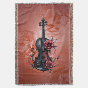 Couverture Violon noir gothique aux roses rouges