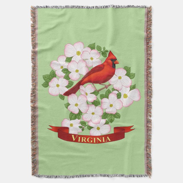 Couverture Virginie State Cardinal Bird and Dogwood Flower (devant Vertical)